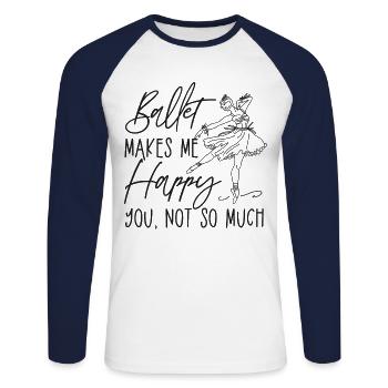 Ballet Dancer Dance Girl Ballerina - Unisex Baseballshirt langarm - Weiß/Navy - Vorne - Nik (191cm)