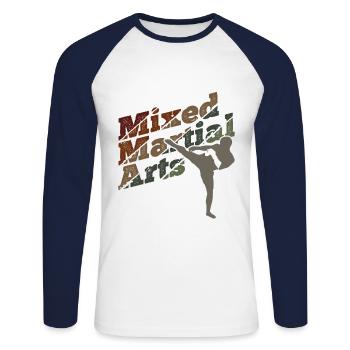Mixed Martial Arts MMA - Unisex Baseballshirt langarm - Weiß/Navy - Vorne - Nik (191cm)