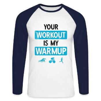 Laufen Schwimmen Radfahren Triathlon - Unisex Baseballshirt langarm - Weiß/Navy - Vorne - Nik (191cm)