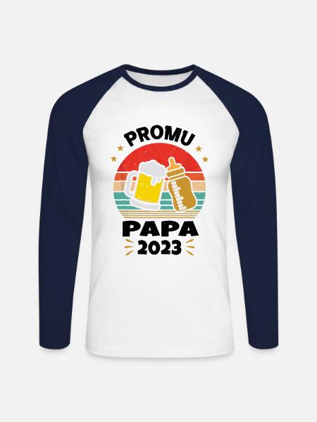 Promoted to Future Dad 2023 - Unisex Long Sleeve Baseball T-Shirt - white/navy