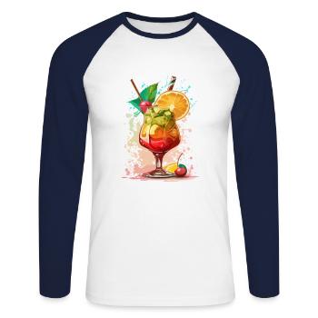 Cocktail - Unisex Long Sleeve Baseball T-Shirt - white/navy - Front - Nik (191cm)