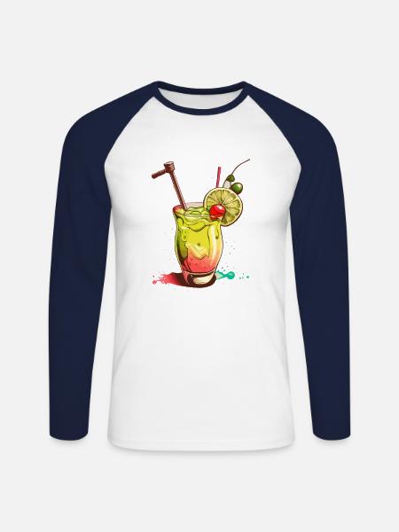 Cocktail - Unisex Baseballshirt langarm - Weiß/Navy