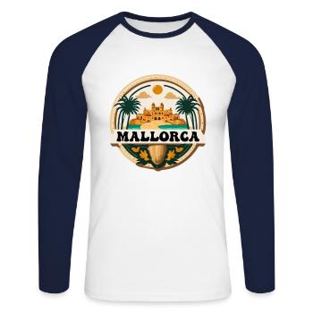 Logo de Majorque - T-shirt baseball manches longues Homme - blanc/marine - Devant - Nik (191cm)