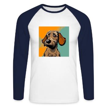 Dog in comic style - Unisex Long Sleeve Baseball T-Shirt - white/navy - Front - Nik (191cm)