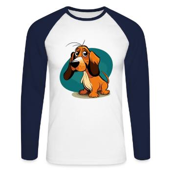 Dog in comic style - Unisex Long Sleeve Baseball T-Shirt - white/navy - Front - Nik (191cm)