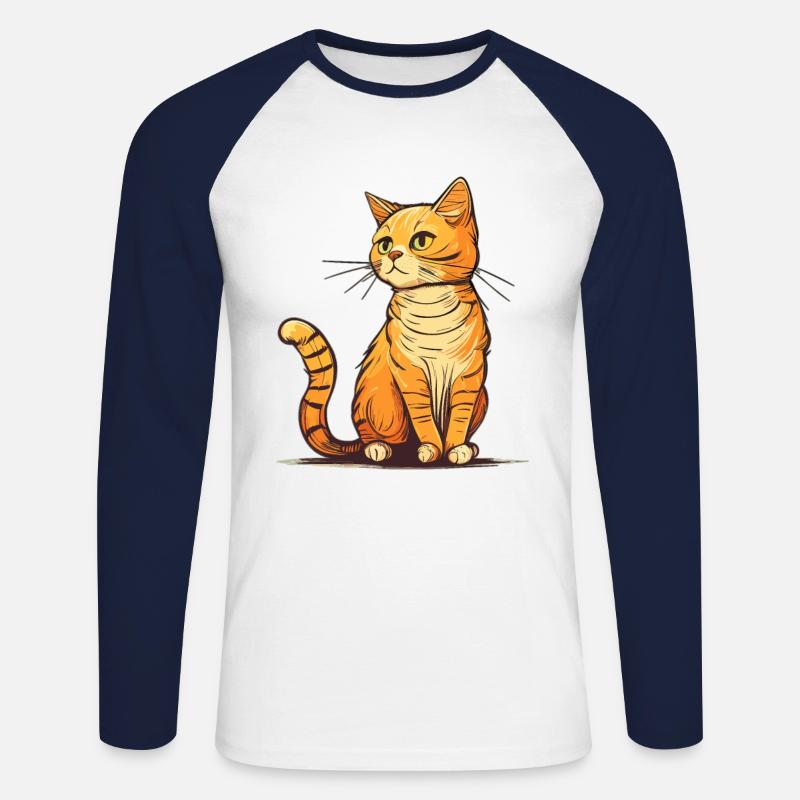 Katze im comic style - Unisex Baseballshirt langarm - Weiß/Navy