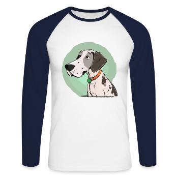 Dog in comic style - Unisex Long Sleeve Baseball T-Shirt - white/navy - Front - Nik (191cm)