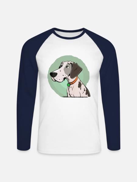 Dog in comic style - Unisex Long Sleeve Baseball T-Shirt - white/navy