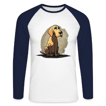 Dog in comic style - Unisex Long Sleeve Baseball T-Shirt - white/navy - Front - Nik (191cm)