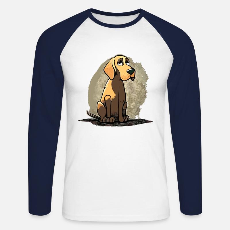 Hund im comic style - Unisex Baseballshirt langarm - Weiß/Navy