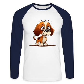 Dog in comic style - Unisex Long Sleeve Baseball T-Shirt - white/navy - Front - Nik (191cm)
