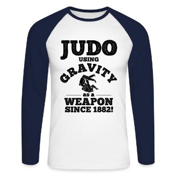Japanischer Kampfsport Judo - Unisex Baseballshirt langarm - Weiß/Navy - Vorne - Nik (191cm)