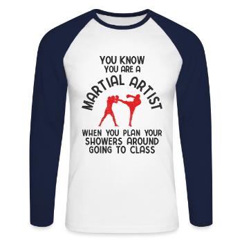 Mixed Martial Arts MMA - Unisex Baseballshirt langarm - Weiß/Navy - Vorne - Nik (191cm)