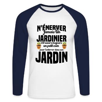 N'énerver Jamais Un Jardinier Cadeau Jardin Drôle - T-shirt baseball manches longues Homme - blanc/marine - Devant - Nik (191cm)