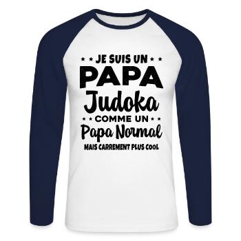 Homme Papa Judoka Humour Judo Cadeau - T-shirt baseball manches longues Homme - blanc/marine - Devant - Nik (191cm)
