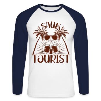 Mallorca Party Humor Spruch Sauf Tourist - Unisex Baseballshirt langarm - Weiß/Navy - Vorne - Nik (191cm)