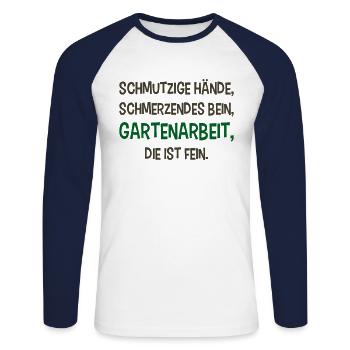 Lustiges Gärtner Gedicht Hobbygärtner Garten - Unisex Baseballshirt langarm - Weiß/Navy - Vorne - Nik (191cm)