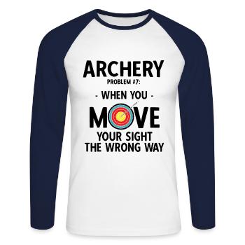 Bogenschießen Archery - Unisex Baseballshirt langarm - Weiß/Navy - Vorne - Nik (191cm)