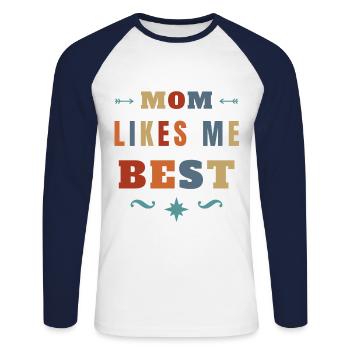 Mom Likes ME Best Funny Sibling Rivalry - Unisex Long Sleeve Baseball T-Shirt - white/navy - Front - Nik (191cm)