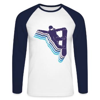 Snowboard Spruch für Snowboarder - Unisex Baseballshirt langarm - Weiß/Navy - Vorne - Nik (191cm)