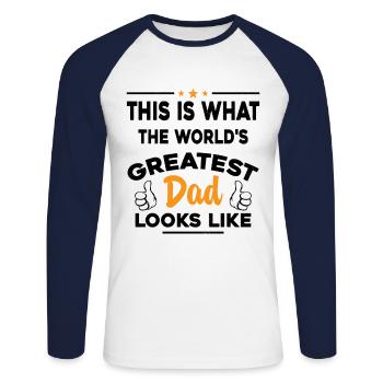 So sieht der beste Vater der Welt aus - Unisex Baseballshirt langarm - Weiß/Navy - Vorne - Nik (191cm)