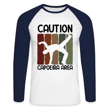 Capoeira - Unisex Baseballshirt langarm - Weiß/Navy - Vorne - Nik (191cm)