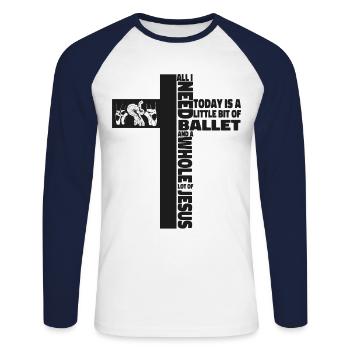 Ballet Dancer Dance Girl Ballerina - Unisex Long Sleeve Baseball T-Shirt - white/navy - Front - Nik (191cm)