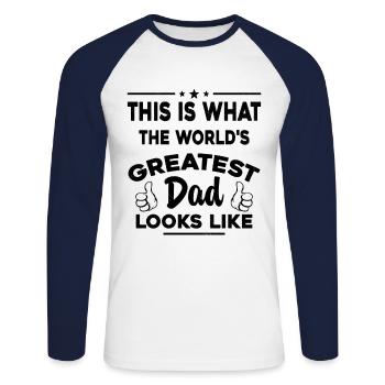 So sieht der beste Vater der Welt aus - Unisex Baseballshirt langarm - Weiß/Navy - Vorne - Nik (191cm)