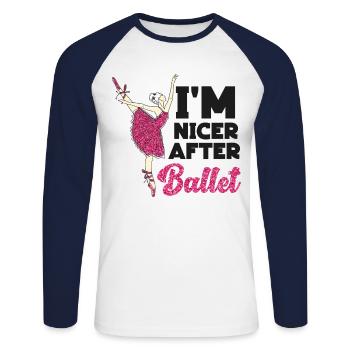 Ballet Dancer Dance Girl Ballerina - Unisex Baseballshirt langarm - Weiß/Navy - Vorne - Nik (191cm)