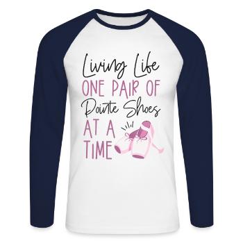 Ballet Danseuse Danse Ballerine - T-shirt baseball manches longues Homme - blanc/marine - Devant - Nik (191cm)