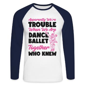 Ballet Danseuse Danse Ballerine - T-shirt baseball manches longues Homme - blanc/marine - Devant - Nik (191cm)