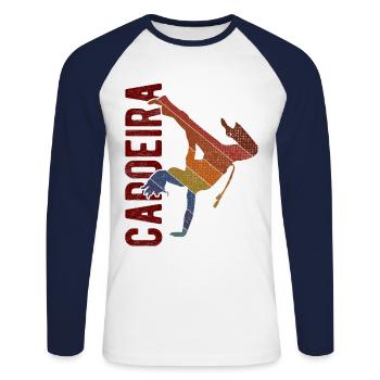 Capoeira - Unisex Baseballshirt langarm - Weiß/Navy - Vorne - Nik (191cm)