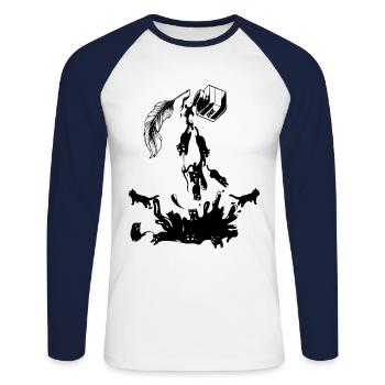 Artiste, Chats, Design, Dessinateur, Amoureux des chats - T-shirt baseball manches longues Homme - blanc/marine - Devant - Nik (191cm)