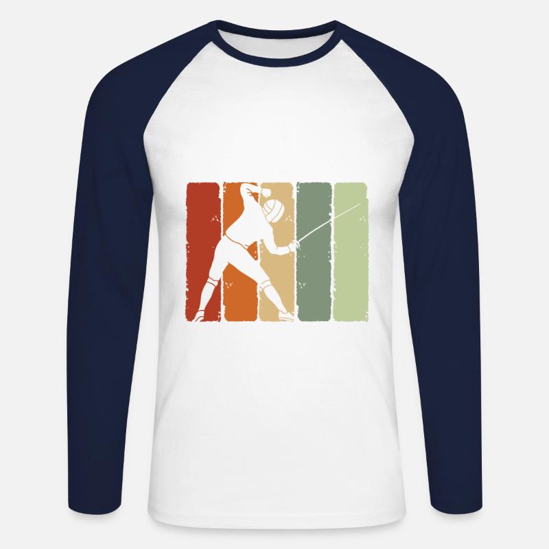 Fechten - Unisex Baseballshirt langarm - Weiß/Navy