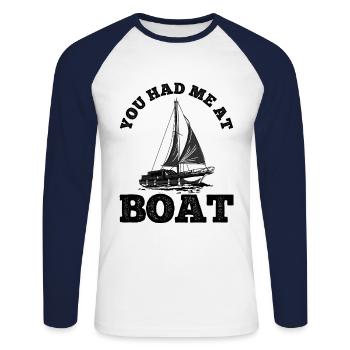 Segelboot Kapitän Spruch Zum Segeln - Unisex Baseballshirt langarm - Weiß/Navy - Vorne - Nik (191cm)