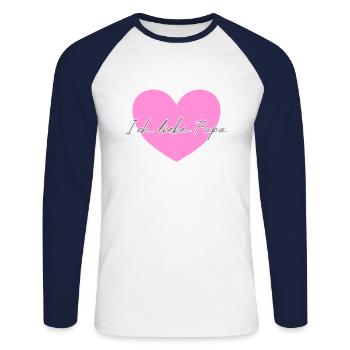 Ich liebe Papa - Unisex Baseballshirt langarm - Weiß/Navy - Vorne - Nik (191cm)