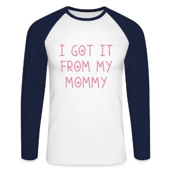 From Mama Gift - Unisex Long Sleeve Baseball T-Shirt - white/navy - Front - Nik (191cm)