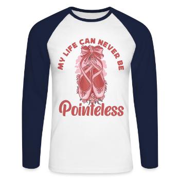 Ballet Danseuse Danse Ballerine - T-shirt baseball manches longues Homme - blanc/marine - Devant - Nik (191cm)