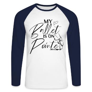 Ballet Danseuse Danse Ballerine - T-shirt baseball manches longues Homme - blanc/marine - Devant - Nik (191cm)