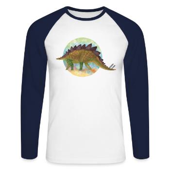 Dinosaures couverts - T-shirt baseball manches longues Homme - blanc/marine - Devant - Nik (191cm)
