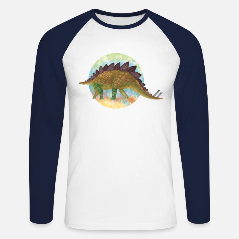 Überdachte Dinosaurier - Unisex Baseballshirt langarm - Weiß/Navy