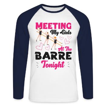 Ballet Danseuse Danse Ballerine - T-shirt baseball manches longues Homme - blanc/marine - Devant - Nik (191cm)