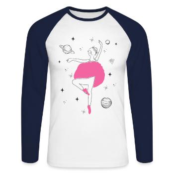 Ballet Danseuse Danse Ballerine - T-shirt baseball manches longues Homme - blanc/marine - Devant - Nik (191cm)