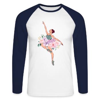 Ballet Dancer Dance Girl Ballerina - Unisex Baseballshirt langarm - Weiß/Navy - Vorne - Nik (191cm)