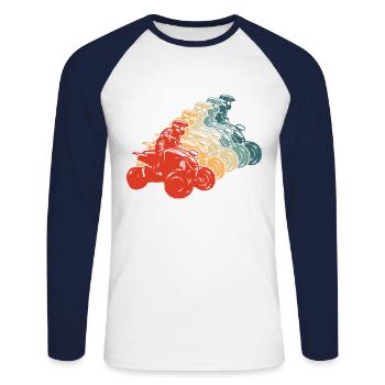 Cool Retro Quad ATV Enthusiasts Quad Racers - Unisex Long Sleeve Baseball T-Shirt - white/navy - Front - Nik (191cm)