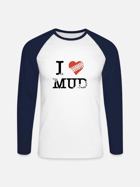 Ich liebe Schlamm - Unisex Baseballshirt langarm - Weiß/Navy