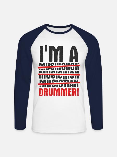 Schlagzeug Spieler Drummer - Unisex Baseballshirt langarm - Weiß/Navy