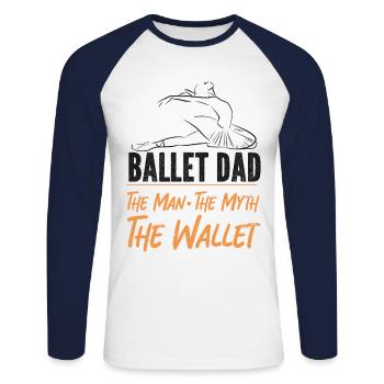 Ballet Danseuse Danse Ballerine - T-shirt baseball manches longues Homme - blanc/marine - Devant - Nik (191cm)