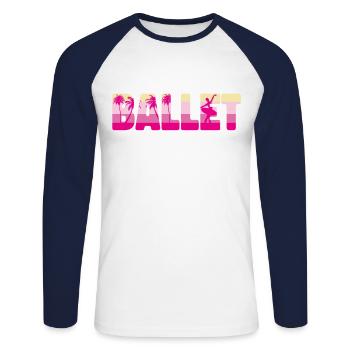 Ballet Danseuse Danse Ballerine - T-shirt baseball manches longues Homme - blanc/marine - Devant - Nik (191cm)