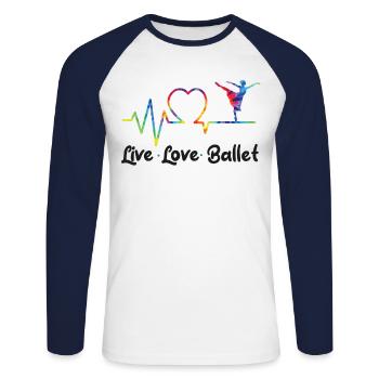 Ballet Danseuse Danse Ballerine - T-shirt baseball manches longues Homme - blanc/marine - Devant - Nik (191cm)